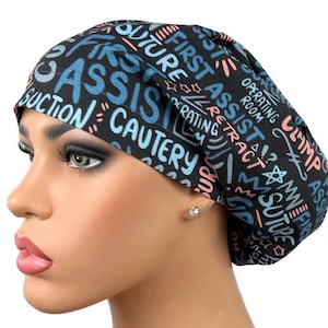 Surgical Scrub Hat, Euro Scrub Cap for Women, Surgical Tech Scrub Cap, Nurse Gift, Healthcare Worker Scrub Cap, DK Scrub Hats, First Assist