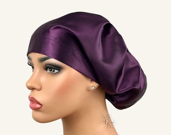 Satin gefütterter Scrub Hut, Langhaar Bonnet, Satin gefütterte Scrubcap, verstellbare doppelte Satin Bonnet Cap, DK Scrub Hats, Satin Bonnet