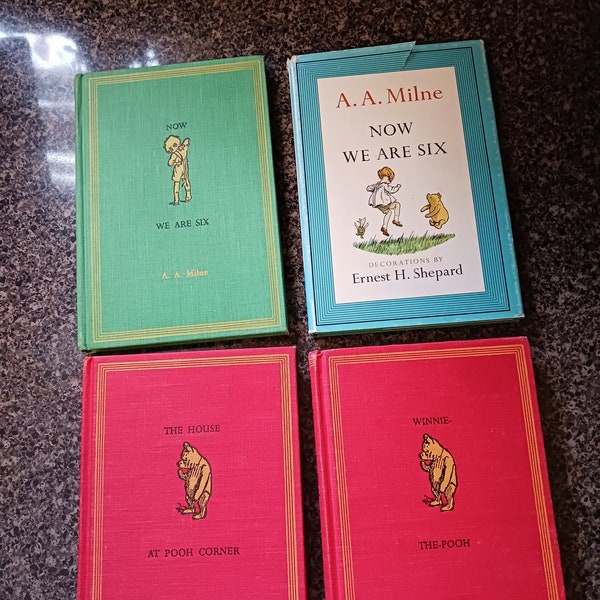 Vintage Hardcover Books by A. A. Milne; 1961 editions, Winnie the Pooh, House at Pooh Corner, Now We Are Six