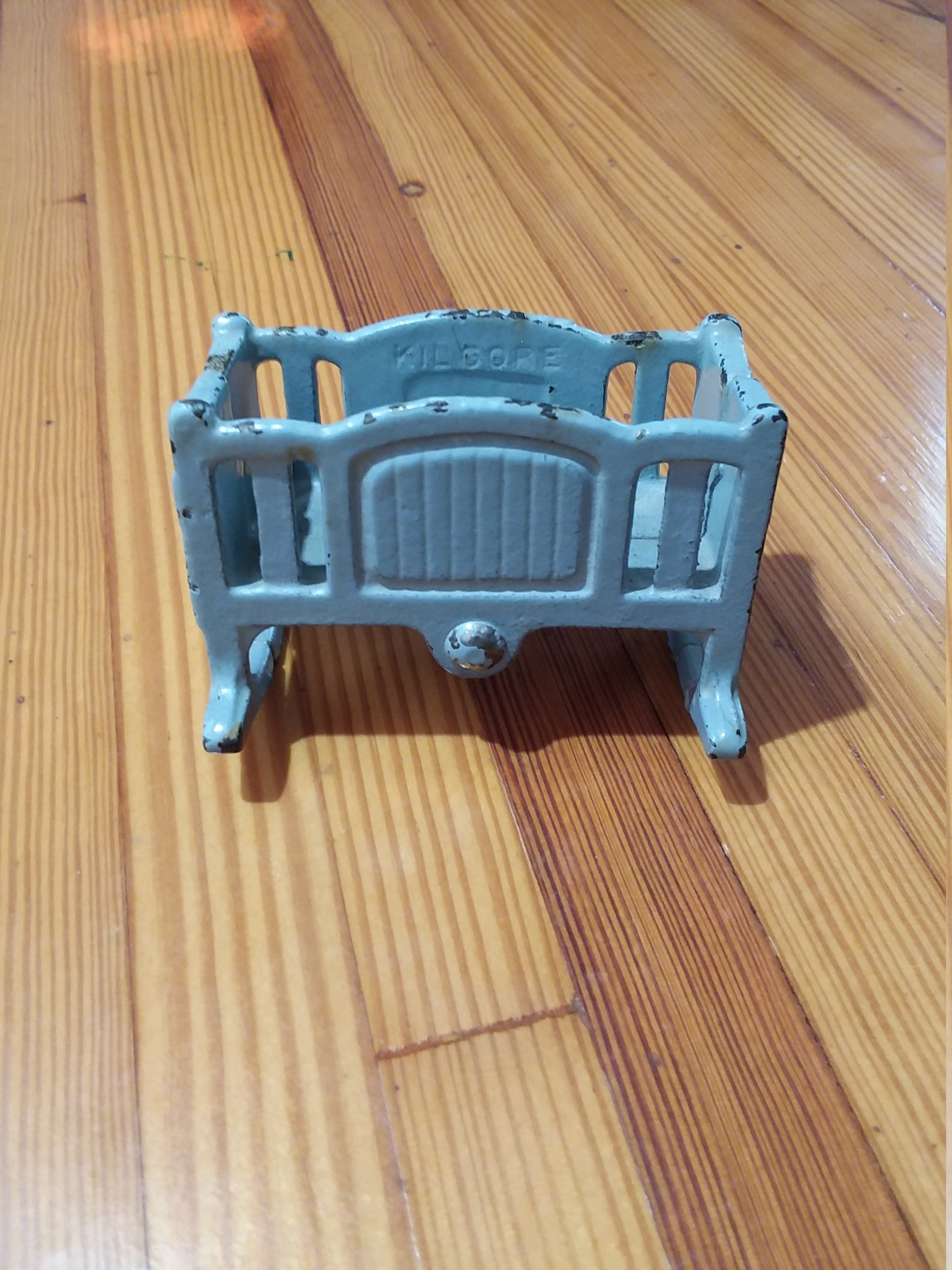 Kilgore Antique Cast Iron Rocking Baby Crib Dollhouse Etsy