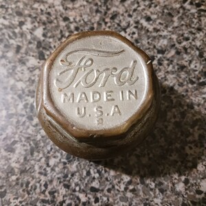 Vintage Ford Model T Brass Threaded Hub Cap; Grease Cap