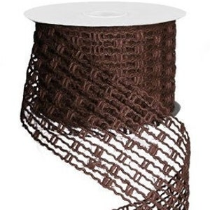 Wired Ribbon By the Roll Jute Mesh (Brown) 2.5" X 10 Yards for Wreaths, Floral Arrangements, Gift Wrapping and Crafting