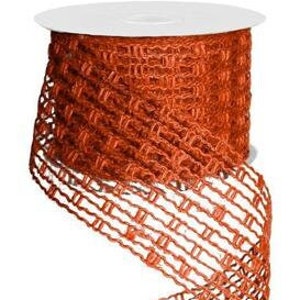 Wired Ribbon By the Roll Jute Mesh (Orange) 2.5" X 10 Yards for Wreaths, Floral Arrangements, Gift Wrapping and Crafting