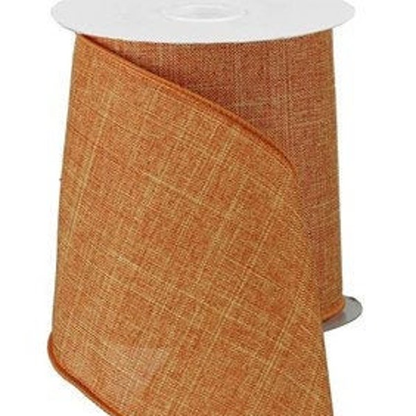 Wired Ribbon by the Roll 4" X 10 Yards Burlap Canvas (Orange) for Wreaths, Floral Arrangements, Gift Wrapping, Garlands, Crafting