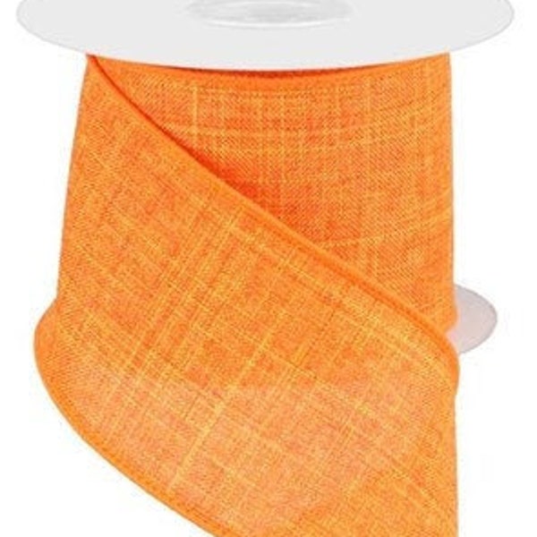 Wired Ribbon By the Roll Royal Burlap Canvas (Orange) 2.5" X 10 Yards for Wreaths, Gift Wrapping, Floral Arrangements and Crafting