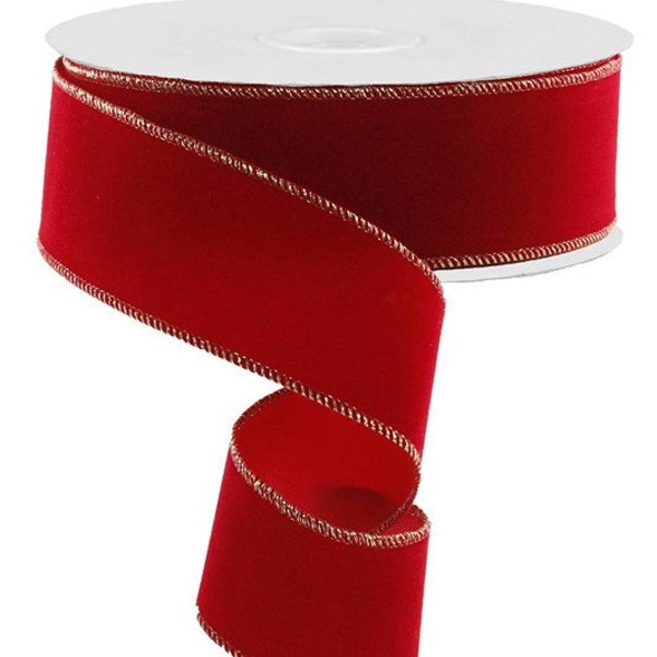 Wired Ribbon By the Roll Outdoor Red Velvet 2.5" X 50 Yards for Wreaths, Floral Arrangements, Gift Wrapping, Crafting