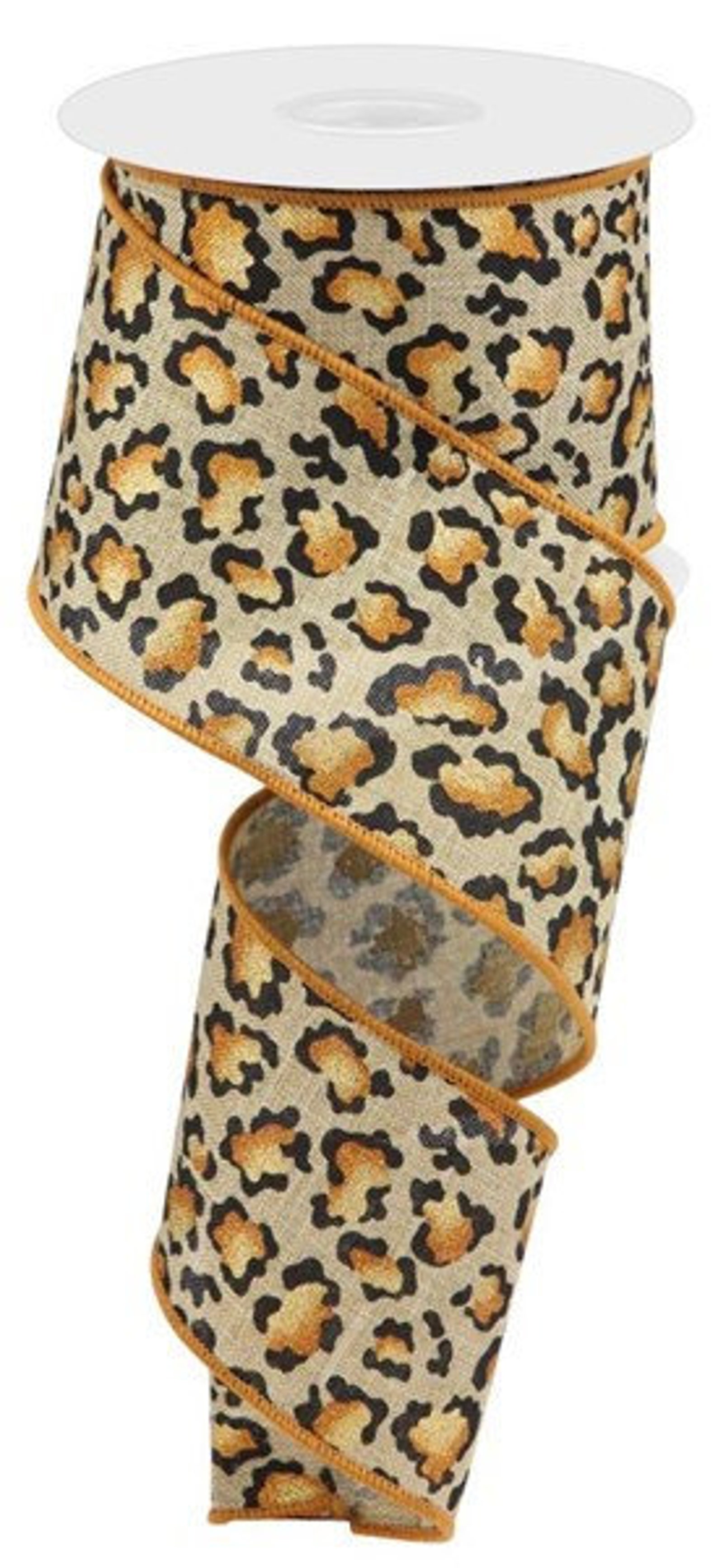 Wired Ribbon by the Roll Light Beige Leopard/cheetah Print on - Etsy
