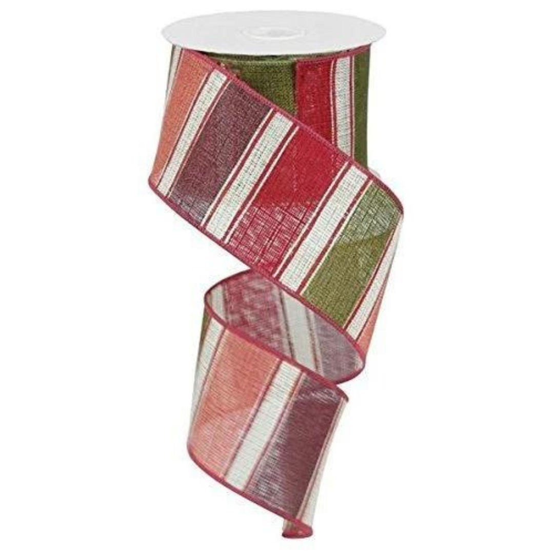 Wired Ribbon by the Roll Bold Wide Stripe Wired Edge Ribbon on Canvas 2 ...