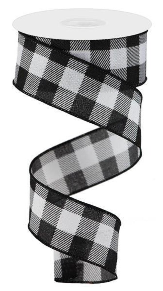 Wired Ribbon by the Roll Black and White Checkered 1.5 X - Etsy