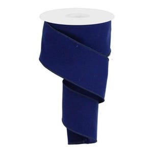 Wired Ribbon By the Roll Navy Blue Velvet 2.5&quot; X 10 Yards for Wreaths, Floral Arrangements, Gift Wrapping, Crafting