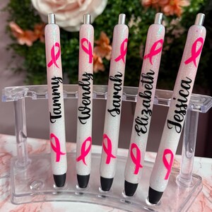 Brustkrebs-Bewusstseins-Monat Oktober Glitter Pen | InkJoy Glitzer Kugelschreiber | Personalisierbar