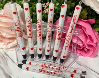 Bolígrafo del Día de San Valentín presente para sus Hearts Glitter Pens / InkJoy Glitter Pen / Personalizable