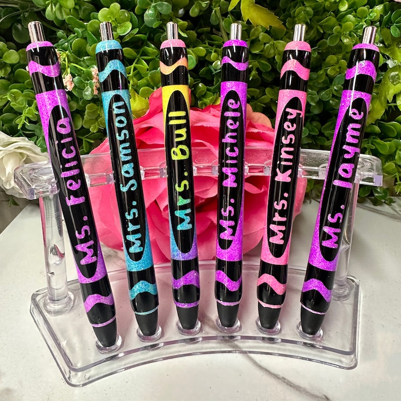 Teacher Crayon Crayola Glitter Pens | InkJoy Glitter Pen | Personalizable Teacher Gift | Back to School image 1