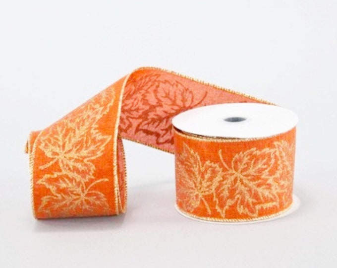Rust Leaf Wired Ribbon, Designer Ribbon, Wired Ribbon, Fall Ribbon, Katherine's Collection, Fall