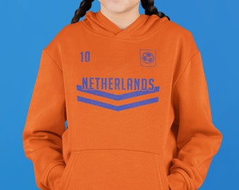 Boys Netherlands Soccer Hoodie, Girls Personalised Name, Kids Holland Sweatshirt #311