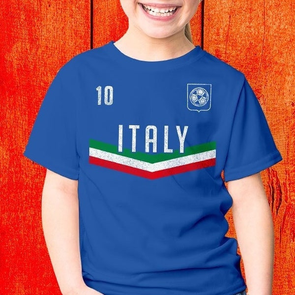Kids Italy Soccer Shirt, Italian Gift, Boys Personalised Name, Toddler Tee #302