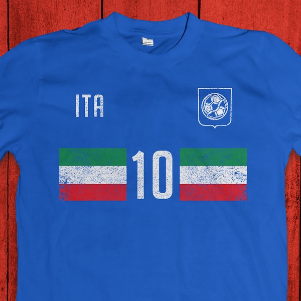 Italy Soccer Shirt, Vintage Look, Mens Personalised Name, Boys Italian Football Gift #305