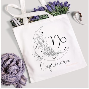 Capricorn tote bag/  Capricorn accessories / astrology lover tote/ Unisex tote bag/  Gifts under 30/ Personalized  Tote Bag