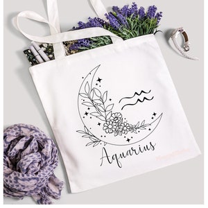 Aquarius tote bag/  Aquarius accessories/  astrology lover tote/ Unisex tote bag / Gifts under 30/Personalized  Tote Bag