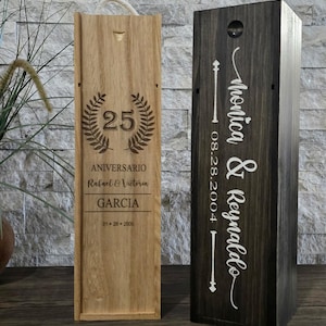Personalized  Wine Box, Custom Laser Engraved Gift Wine Box, Gift for newlyweds, Wedding Gift for Couple, Anniversary gift, Birthday Gift
