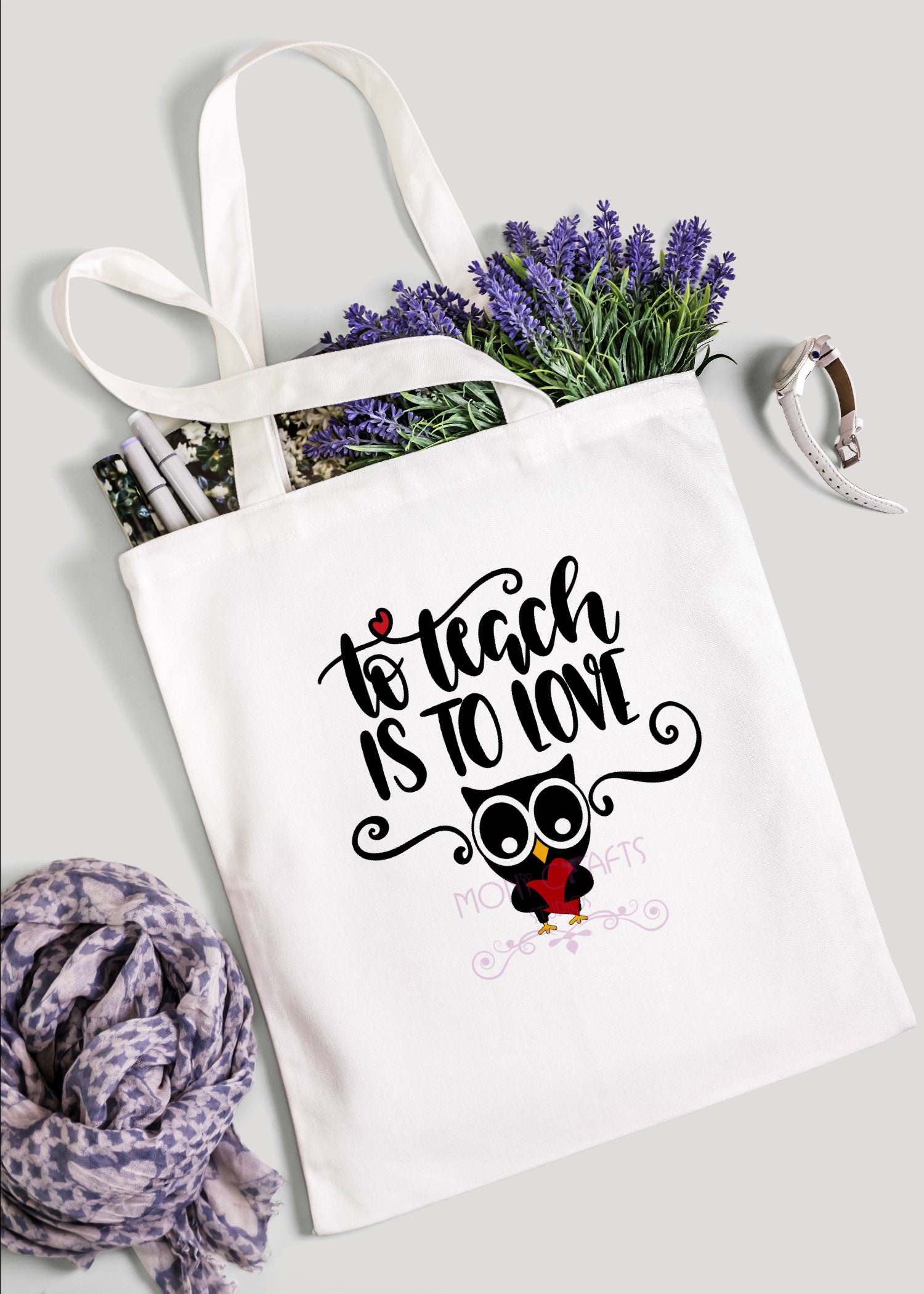 To Teach is to Love owl Teacher tote bag Teacher end of year gift Teacher appreciation Teacher Valen