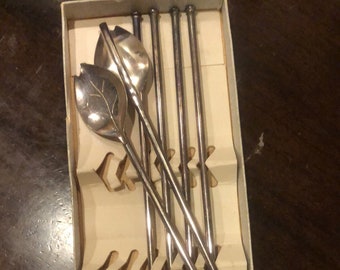 Sterling Silber Eis Tee Strohhalme/ Löffel set von 6