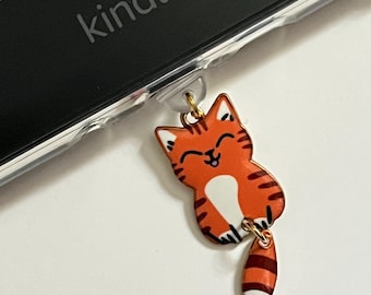 Cat Tails Kindle charm, USB-C dust plug, Kindle decor, e-reader charm, bookish gift, gift for her, phone charm, Kindle Paperwhite
