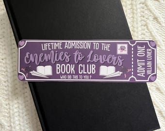 Enemies to Lovers Book Club Ticket Inspired Bookmark, Book Club Bookmark, Cute Bookmarks, Romance Bookmark, Bookworm Gifts, Book Lovers