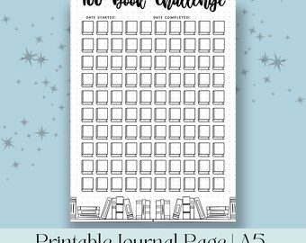 Desafio de leitura de 100 livros - Página de diário A5 - Rastreador para impressão - Registro de leitura - Rastreador de leitura do planejador - Rastreador de hábitos diários
