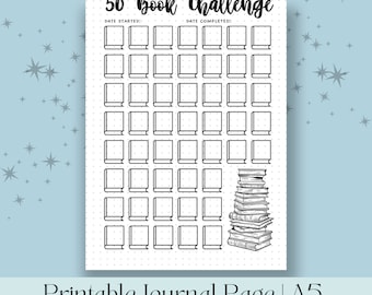 50 Book Reading Challenge - A5 Journal Page - Reading Tracker - Reading Log - Printable Planner Tracker - Book Challenge - Reading Game