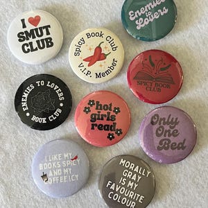 Spicy Bookish Button Pins | 1” Button Pins | Book Pin | Sassy Bookworm, Ghost, Cats | Bookish Gift | Reader Gift
