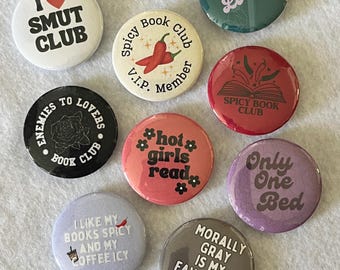 Spicy Bookish Button Pins: Frecher Leseratte, Geist, Katzen - Lesergeschenk