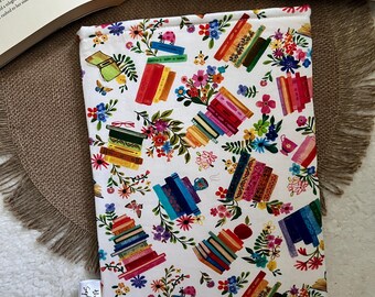 Rainbow Floral Book Stacks Bookish Sleeve / iPad / Tablet / Kindle Cover
