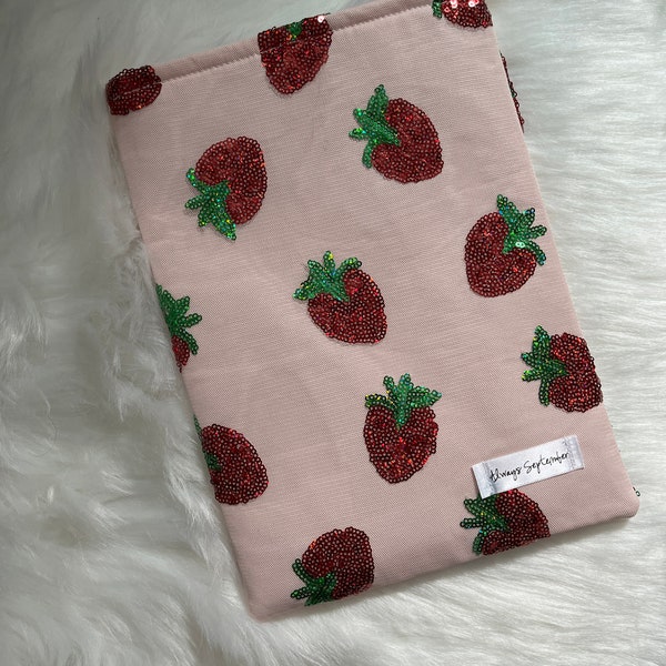 Sequin Strawberries Bookish Sleeve/iPad/Tablet Cover