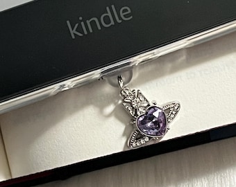 Royal Crown Kindle charm, USB-C dust plug, Kindle decor, e-reader charm, bookish gift, gift for her, phone charm, Kindle Paperwhite