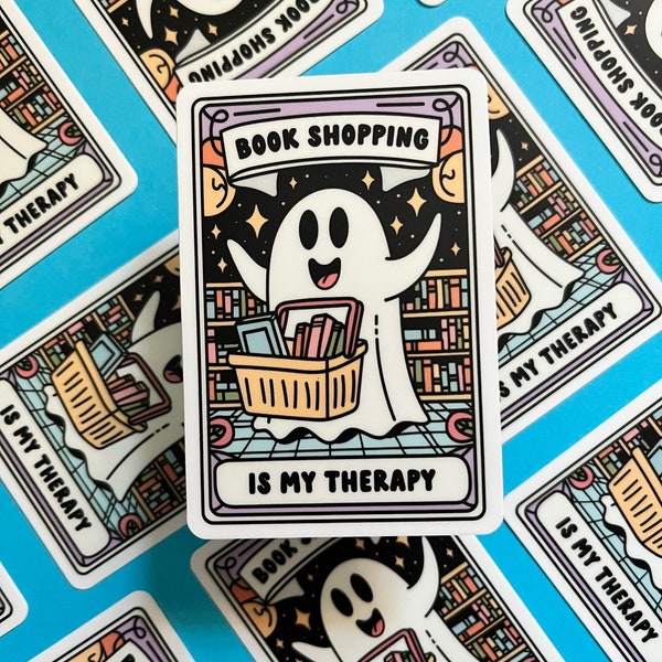 Book Shopping is My Therapy / Bookish Sticker / Laptop Sticker / Decal / Water Bottle Sticker