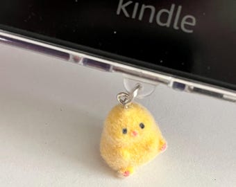 Charm para Kindle con forma de pollito suave, conector USB-C antipolvo, decoración para Kindle, charm para lector electrónico, regalo para amantes de los libros, regalo para ella, charm para teléfono, Kindle Paperwhite