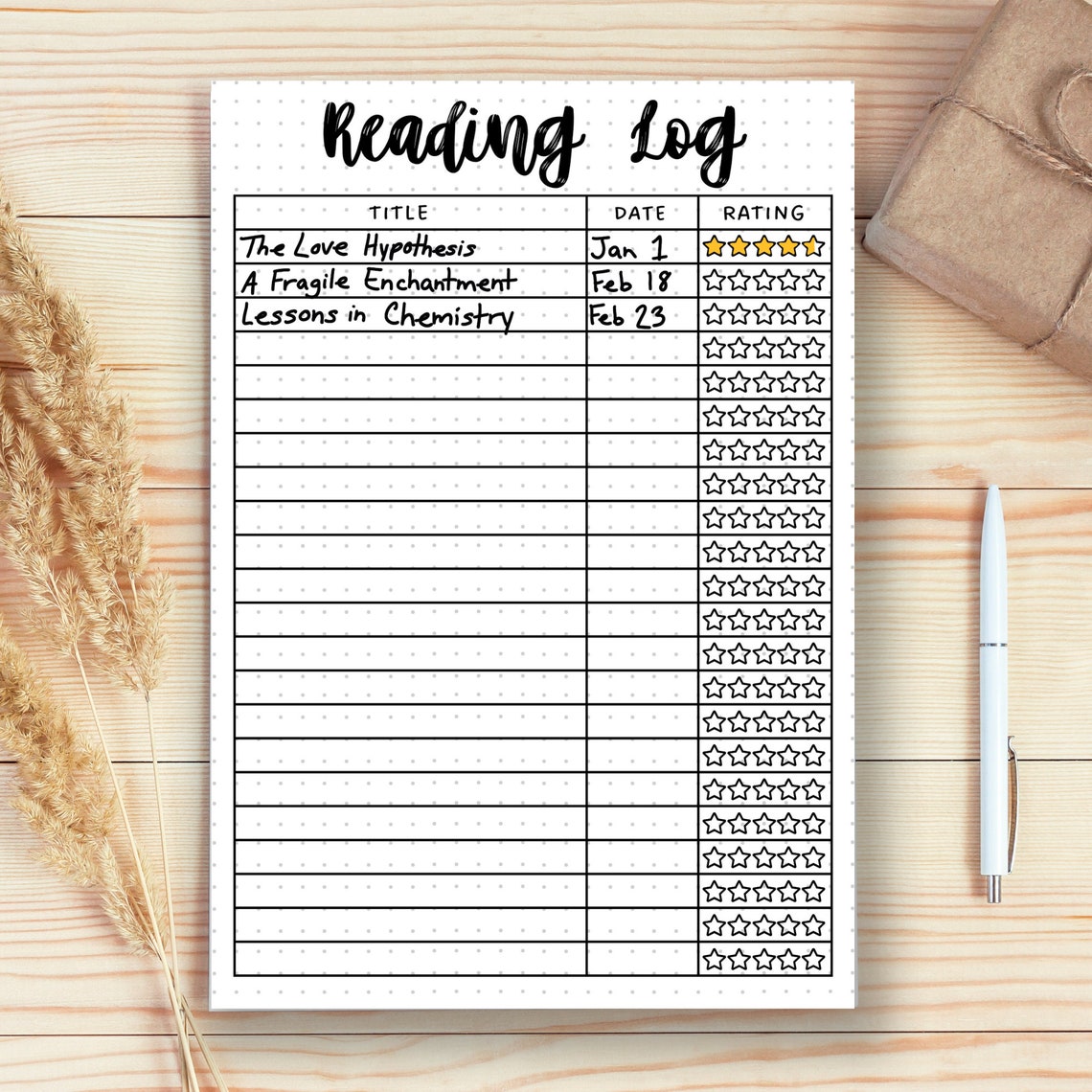 Reading Log - A5 Journal Page - Printable Tracker - Reading Log ...