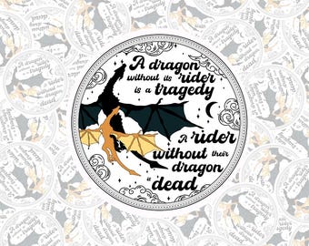 Dragon Rider Inspired Bookish Sticker / Water Bottle Sticker / Laptop Sticker