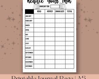 Reduce Your TBR - A5 Journal Page - Printable Tracker - Reading Log - Planner Reading Tracker - Daily Habit Tracker