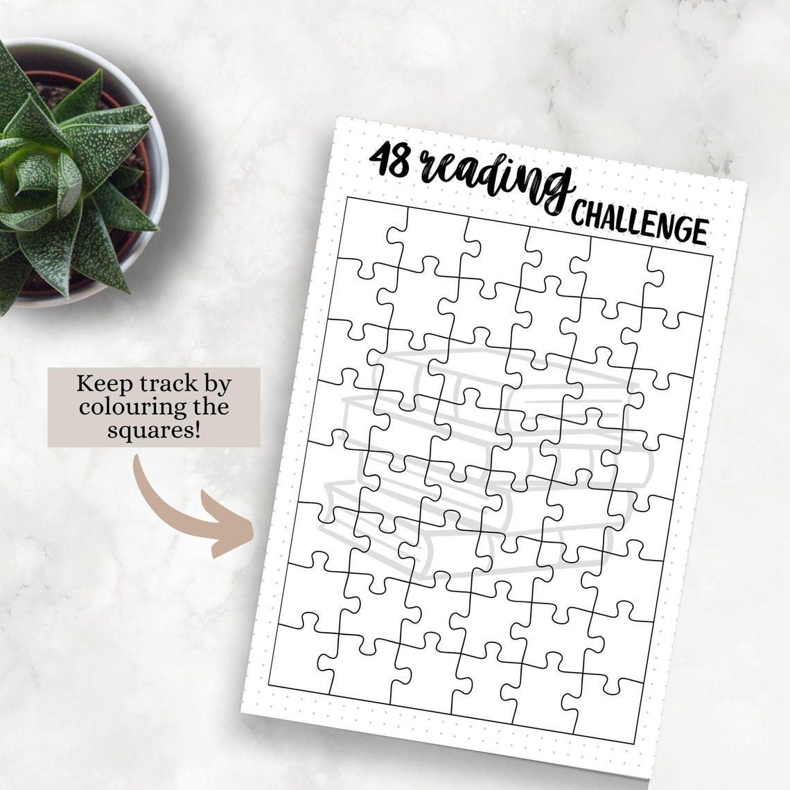 48 Book Reading Challenge Puzzle: Printable Tracker (digital Download ...
