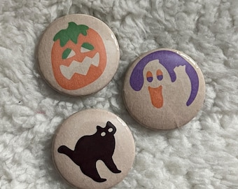 Halloween Cookie Pin Pack | 1” Button Pins | Book Pin | Sassy Bookworm, Ghost, Cats | Bookish Gift | Reader Gift