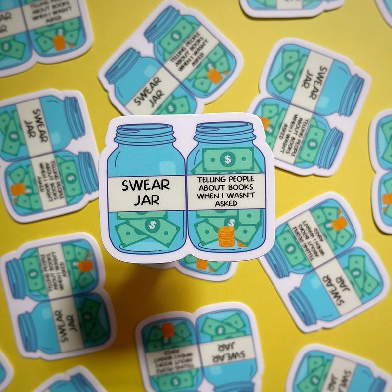 Swear Jar & Book Jar Inspired Bookish Sticker/Laptop Sticker/ Water Bottle Sticker image 1