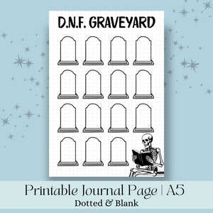Did Not Finish DNF Graveyard - A5 Journal Page - Printable Tracker - Reading Log - Planner Reading Tracker - Daily Habit Tracker