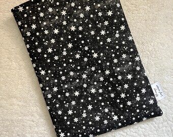 ブラックグリッタースノーフレークブックスリーブ/iPad/タブレット/Kindleカバー