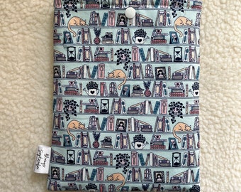 Library Cat Shelf KINDLE Bookish Sleeve with Snap Closure