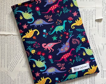 Floraler Spaß und helle Dinosaurier Bookish Sleeve / iPad / Tablet Cover