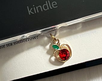Just A Bite Kindle charm, USB-C dust plug, Kindle decor, e-reader charm, bookish gift, gift for her, phone charm, Kindle Paperwhite