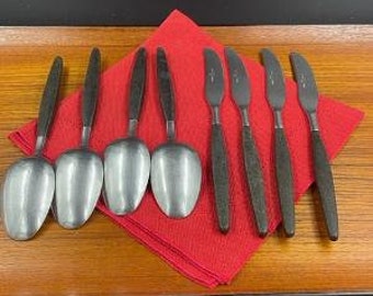 Vintage Black Bakelite Stainless Steel Grapefruit Spoons