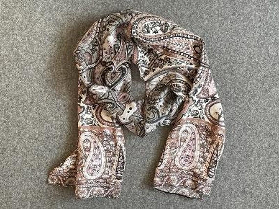 Vintage Silk Scarf by Echo, Paisley Pattern in Pi… - image 1